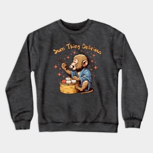 dim sum monkey Crewneck Sweatshirt